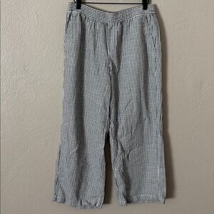 Old Navy Women’s High-Waisted Striped Linen-Blend Wide-Leg Pants Small Gray